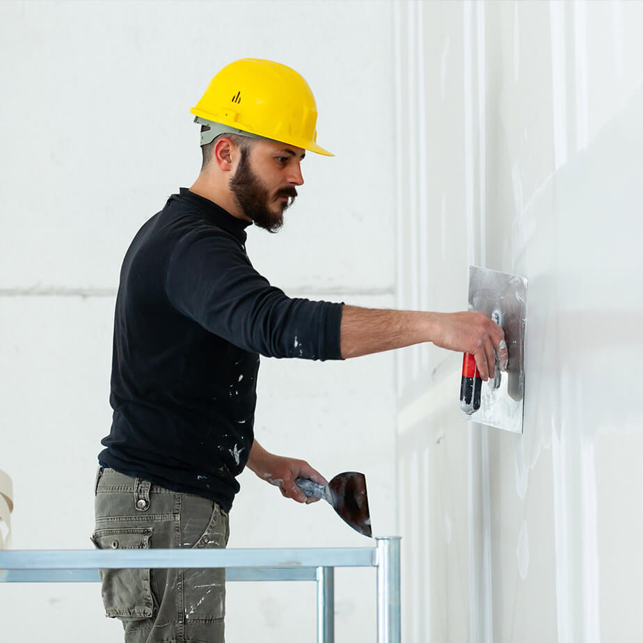 plasterer working